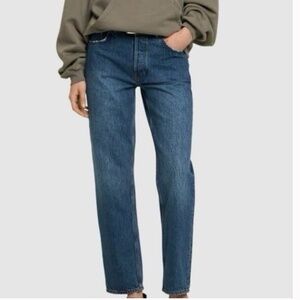 Anine Bing Benson High Rise Slim Straight in Marine (Blue) Sz 28 NWT